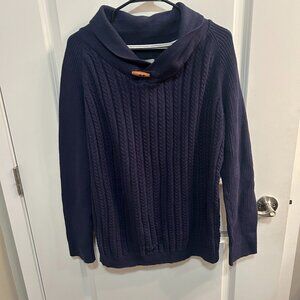 Men’s Levelwear Salute Fisherman Gorpcore Navy Blue Cable Knit Sweater Size M